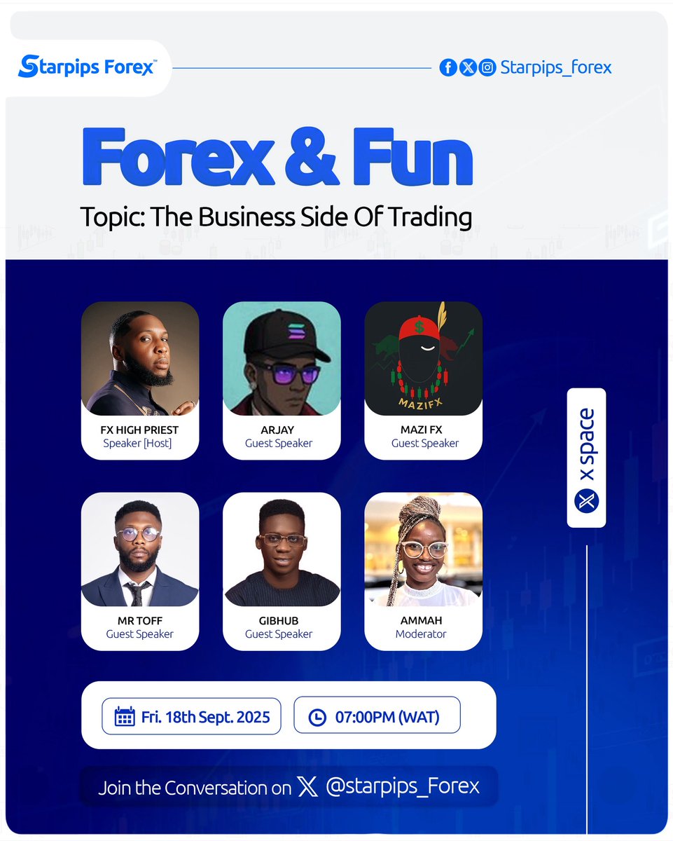 Starpips_forex's tweet image. Get Ready To Learn And Have Fun With Your Favorite Traders.
We’ll Be Live At 7PM (WAT)