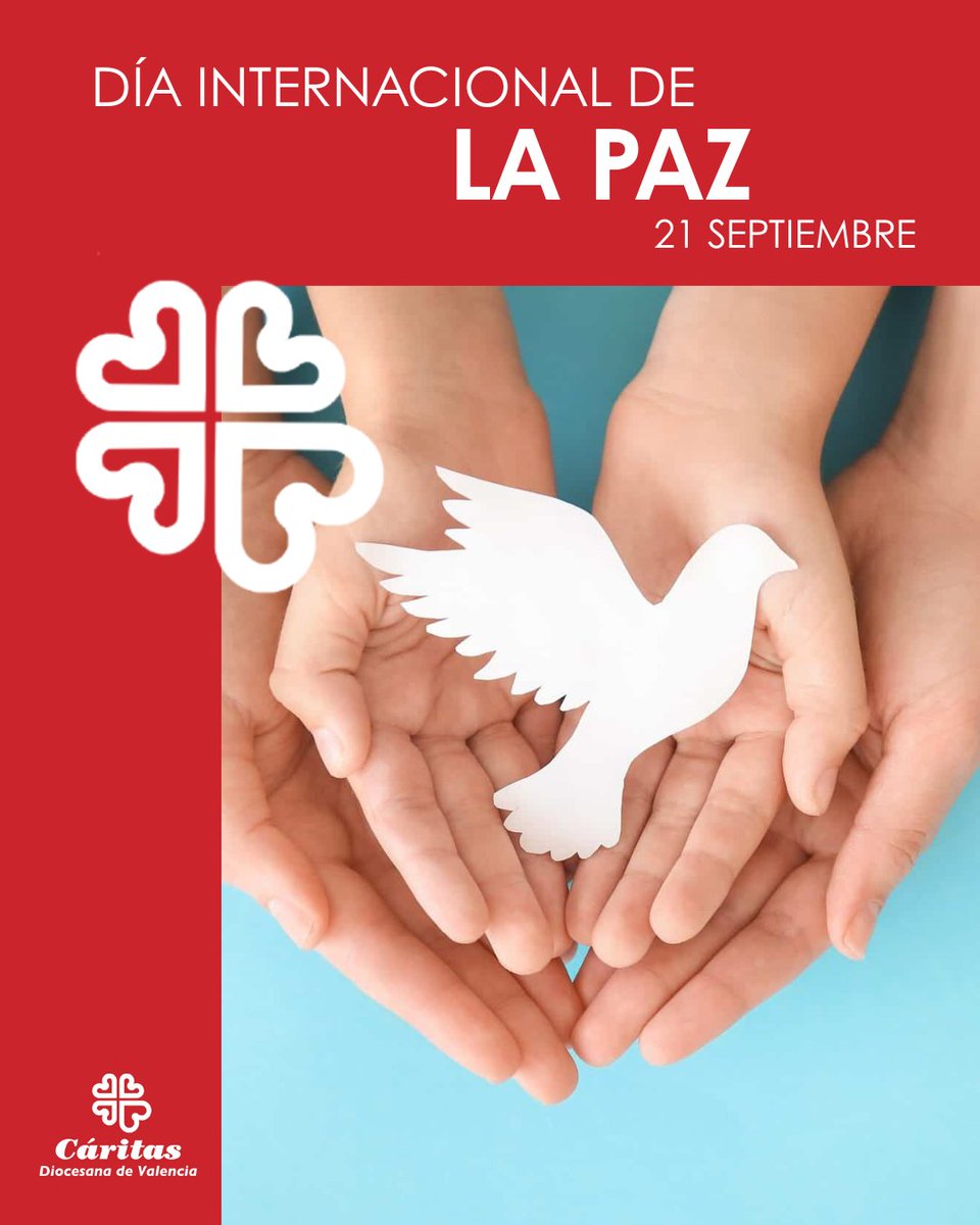 ❤️ #CáritasValencia En este #DíaInternacionalDeLaPaz recordamos que la paz es justicia, dignidad y fraternidad. 🌍
Cada gesto solidario siembra esperanza y nos acerca a un mundo más humano.