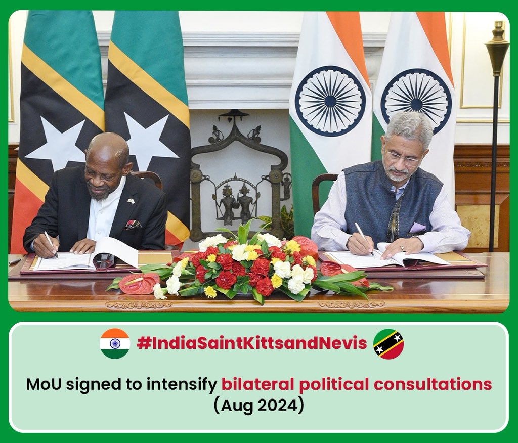 DrSJaishankar's tweet image. Warm greetings to @RtDenzil, the Government and the people of St. Kitts and Nevis on the occasion of their Independence Day.

Our South - South cooperation continues to strengthen. 

🇮🇳 🇰🇳
