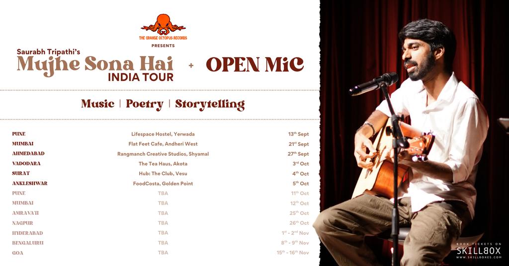 sojaasaurabh's tweet image. I'm doing my first India Tour of my musical solo show "Mujhe Sona Hai"
Next is Mumbai | 21st Sept
Do come for the shows if you're in these cities - sklbx.com/DjgIQGrC