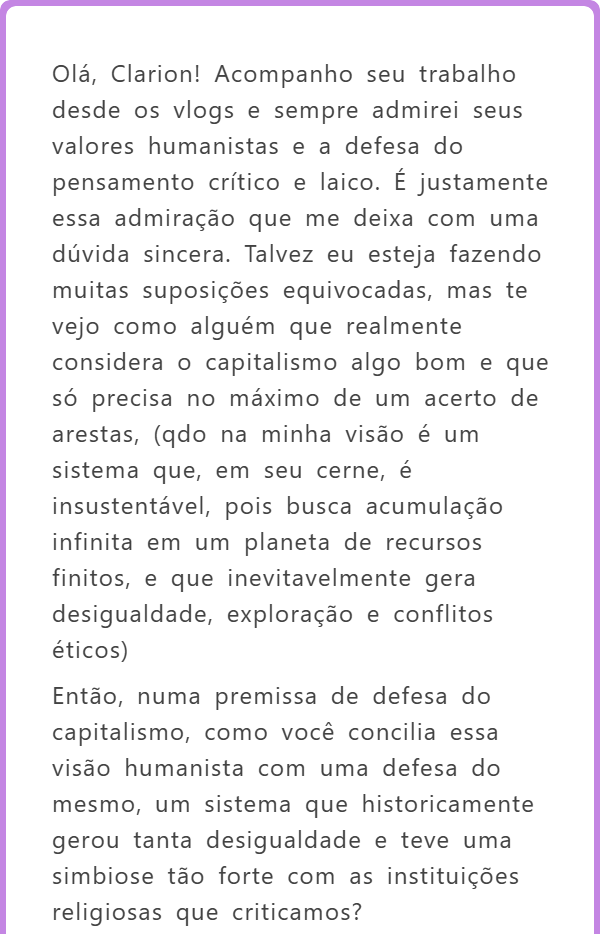 clarionrox's tweet image. 🌐🎩 Observando os jargões que vc usa ("desigualdade", "opressão", "acumulação infinita" etc), identifico que você cai na mesma armadilha que eu caía no passado:

Aprender o que é capitalismo a partir de teorias e definições criadas pelos seus opositores. O que seria mais ou…
