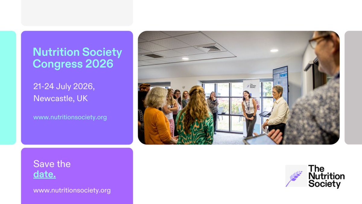 📣 Save the date!
Mark your calendars for the Nutrition Society Congress 2026 taking place on 21‑24 July 2026 at Newcastle University. 🗓️
More science. More networking. A fresh city to explore. Are you in?
Keep an eye out, more info to come 👀 bit.ly/3ItK6gA