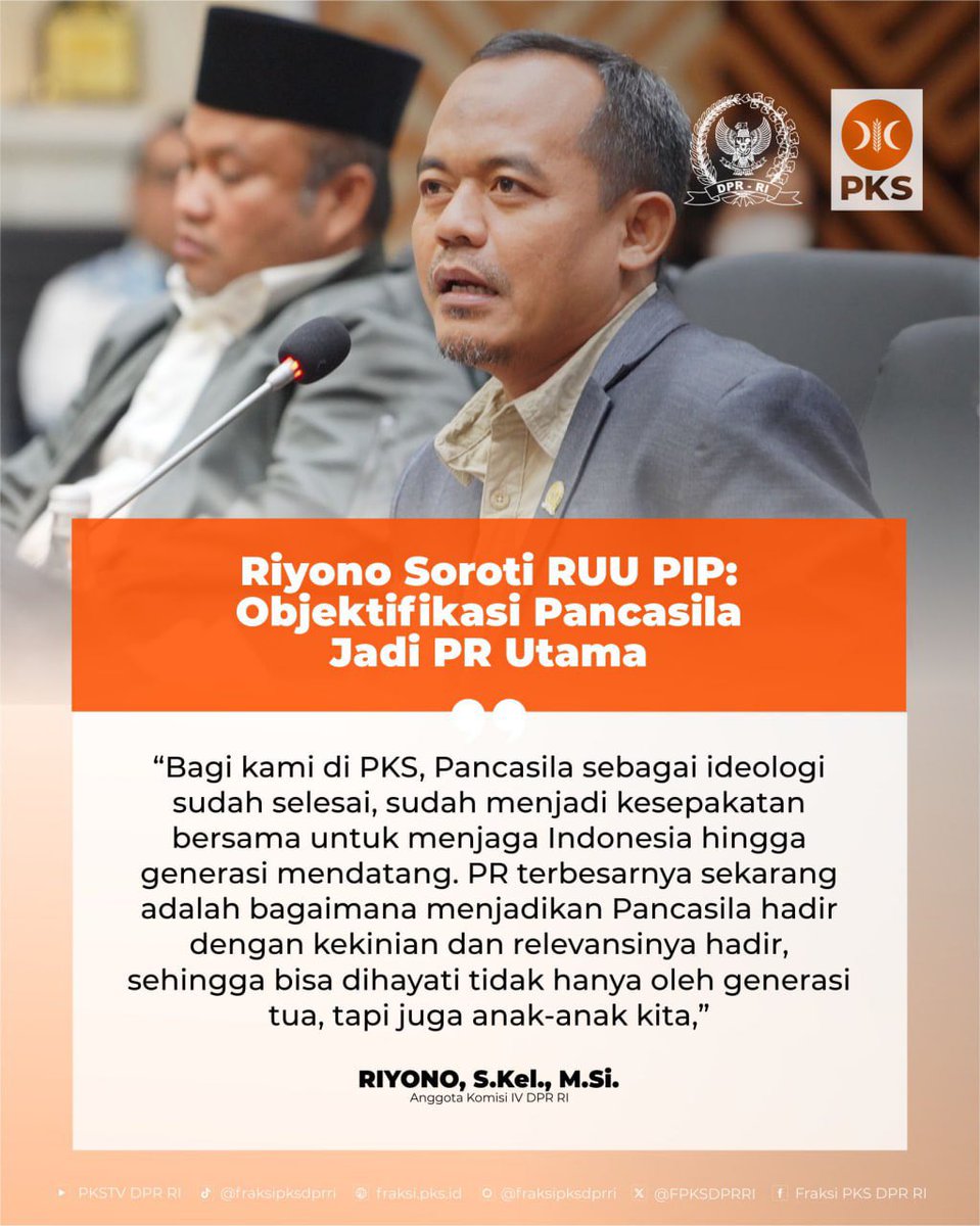 Riyono Soroti RUU PIP: Objektifikasi Pancasila Jadi PR Utama

Anggota Baleg DPR RI Fraksi PKS, Riyono, menegaskan bahwa tantangan utama dalam pembahasan RUU Pembinaan Ideologi Pancasila (PIP) adalah mengobjektifikasi nilai-nilai Pancasila agar hadir secara nyata, kontekstual, dan