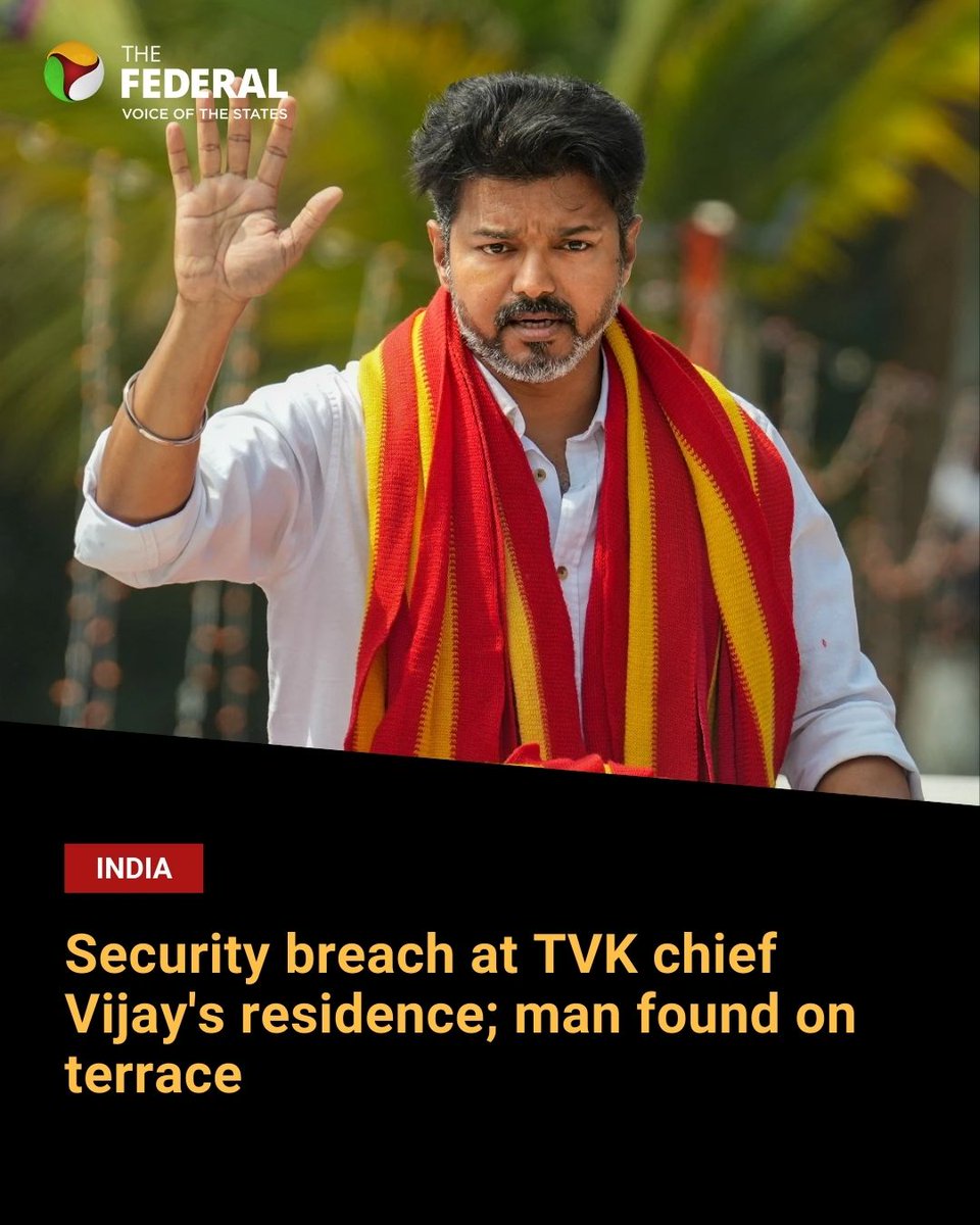 TheFederal_News's tweet image. The mentally challenged individual, identified as Arun, was found on the terrace of Vijay's house, raising concerns about security protocol at his residence. 

Read more: thefederal.com/category/state… 

#TVK #Vijay #SecurityLapse #Chennai