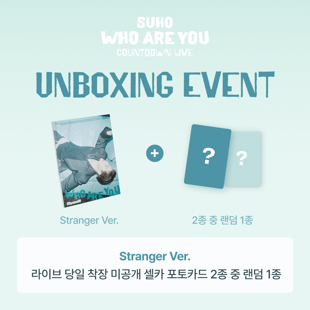 smtown_andstore's tweet photo. SUHO The 4th Mini Album 'Who Are You’ Countdown Live UNBOXING EVENT

⏰2025. 9. 22 (MON) 17:00 (KST)⏰

수호 미니 4집 'Who Are You' 발매를 기념하여 진행되는 <SUHO 수호 'Who Are You' Countdown Live> 

YouTube & TikTok & Weverse EXO Channel에서 라이브 방송 중 오픈되는 SMTOWN &STORE 링크를 확인해보세요!

📆SALES PERIOD : 2025. 9. 22 (MON) 17:00 ~ 2025. 9. 23 (TUE) 16:59 (KST)
📍판매 링크는 방송 시작 시 공개될 예정입니다.

#SUHO #수호 @weareoneEXO
#EXO #엑소 #weareoneEXO
#WhoAreYou #SUHO_WhoAreYou
#SMTOWNandSTORE #andSTORE 
#에스엠타운앤드스토어 #앤드스토어 #AllaboutYourCeleb