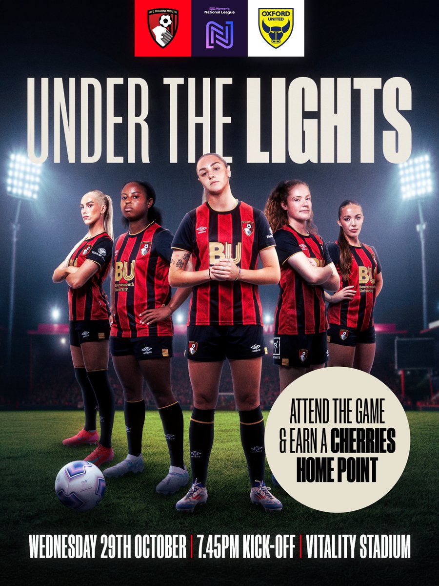 Now on general sale 🚨

Watch us under the lights when we take on Oxford United in the <a href="/FAWNL/">FA Women's National League</a> at Vitality Stadium 🏟️

Tickets available via afcb.co.uk 🎟️