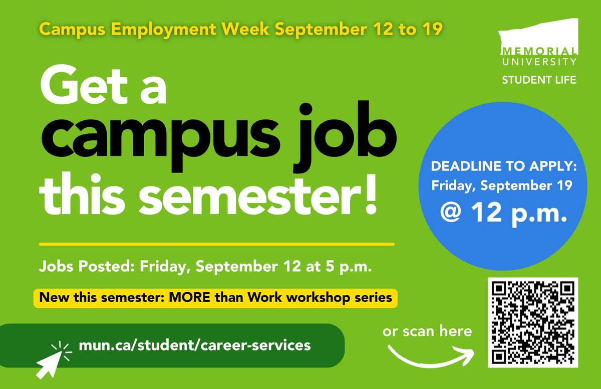 On-Campus Job Alert ‼️The application deadline for the Fall 2025 GradSWEP jobs is Friday, September 19th at 12:00 PM. For more details about the program and instructions on how to apply, please visit the website below: bit.ly/4px4MFg