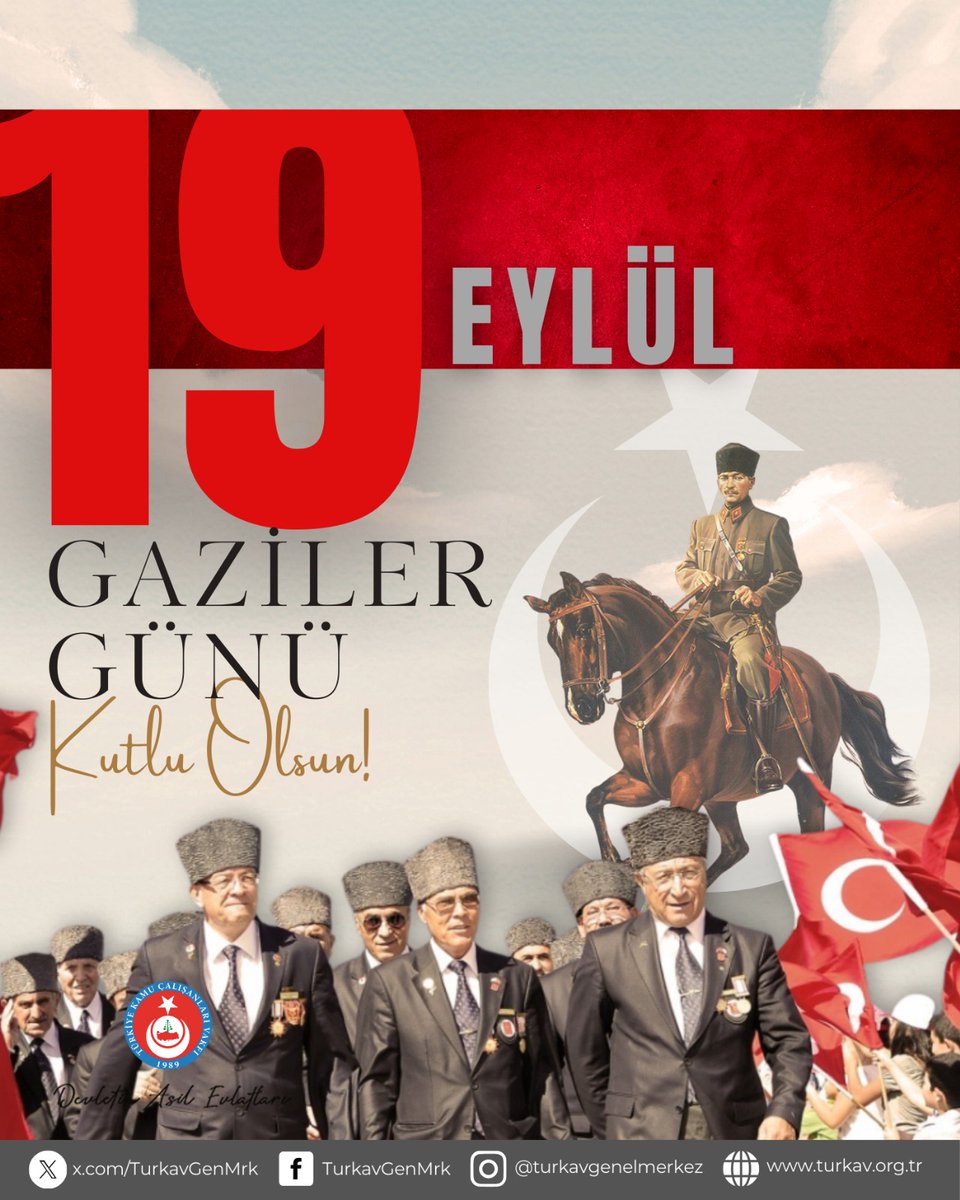 19 Eylül #GazilerGünü Kutlu Olsun

"Gaziler Yaşayan Anıtlardır."
Gazi Mustafa Kemal ATATÜRK