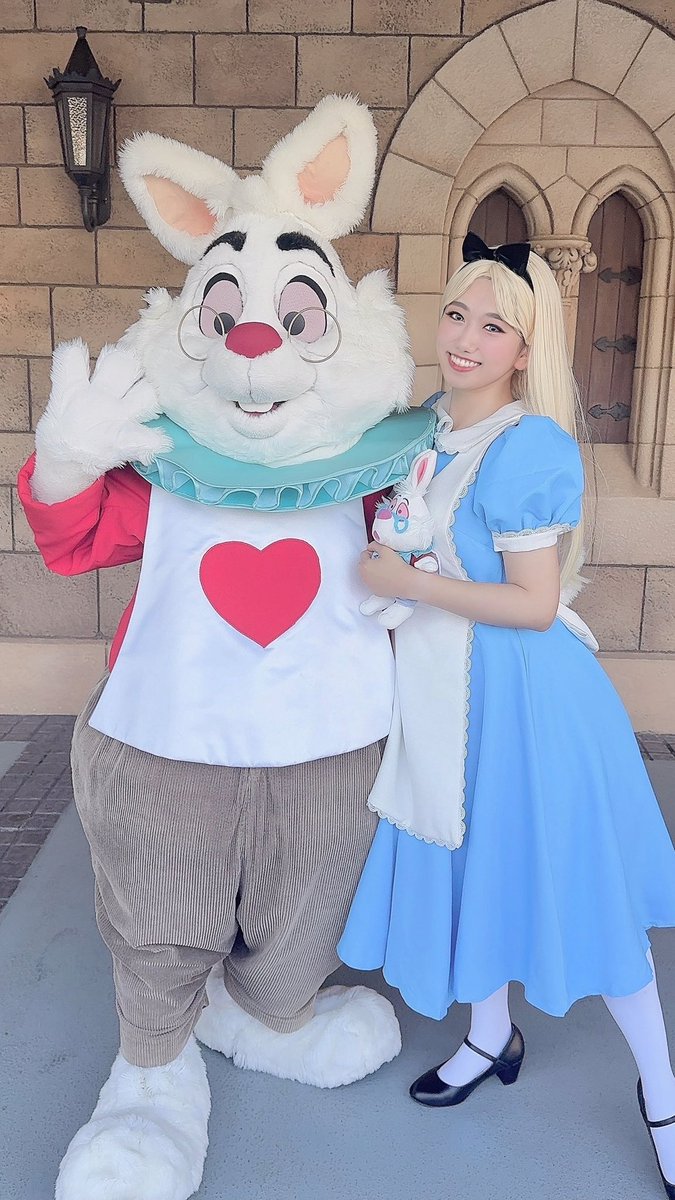 aoi_t_1225's tweet image. セルフィー不慣れすぎる🤣📸

一緒に仮装してた相棒から借りた
白うさぎ🐰(過去に私があげた誕プレ✌️)

お陰様で白うさぎ会えた⸜❤︎⸝‍

マッドハッターとチェシャ猫も
写真は取れなかったけど会えたから
コンプリート🫶

 #Dハロ仮装2025
#Dハロ仮装者さんと繋がりたい
 #Dハロ仮装民と繋がりたい