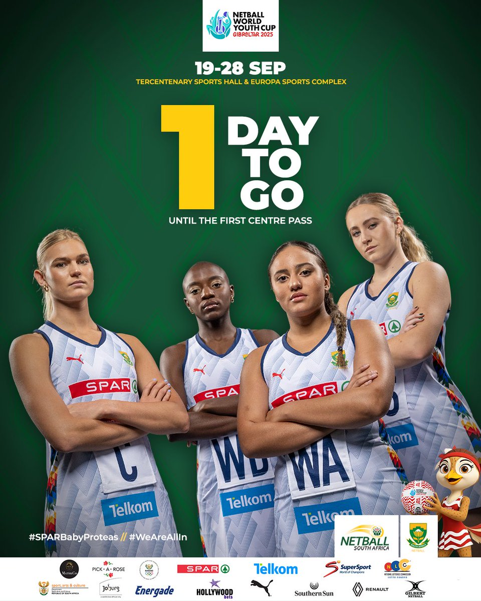 Netball South Africa (@netball_sa) on Twitter photo The action begins tomorrow! π€©
π South Africa Pool D Fixtures
20 Sep, 19:00 πΏπ¦ππ§π§
22 Sep, 10:00 πΉπΉππΏπ¦
23 Sep, 17:00 π²πΌππΏπ¦
24 Sep, 19:00 π«π―ππΏπ¦
π₯ netballpass.com β youtube.com/@netballworldcβ¦
βΉοΈ nwyc2025.gi
#SPARBabyProteas #WeAreAllIn #NWYC2025GIB The action begins tomorrow! π€©
π South Africa Pool D Fixtures
20 Sep, 19:00 πΏπ¦ππ§π§
22 Sep, 10:00 πΉπΉππΏπ¦
23 Sep, 17:00 π²πΌππΏπ¦
24 Sep, 19:00 π«π―ππΏπ¦
π₯ netballpass.com β youtube.com/@netballworldcβ¦
βΉοΈ nwyc2025.gi
#SPARBabyProteas #WeAreAllIn #NWYC2025GIB