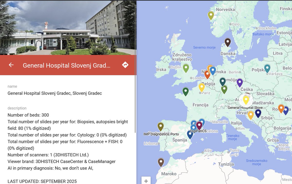 zivaledinek's tweet image. We are on the map🌍of Digital Pathology Labs @ESDIPatho I am so happy to see that Digital Pathology workflow has found a place in my country as well 🇸🇮 #PathTrainee #PathX #ESPalumni #ESPtrainee