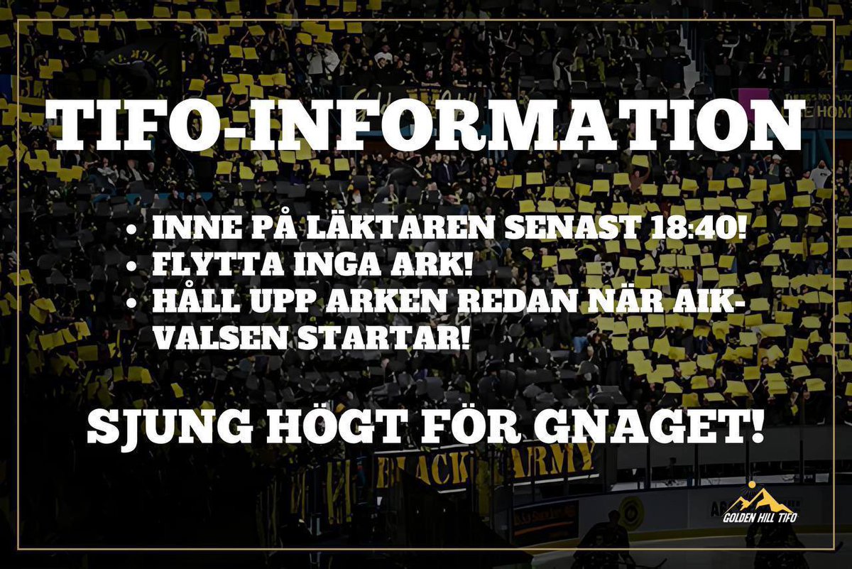 Viktig tifoinformation från GH Tifo inför kvällens premiär på Hovet!