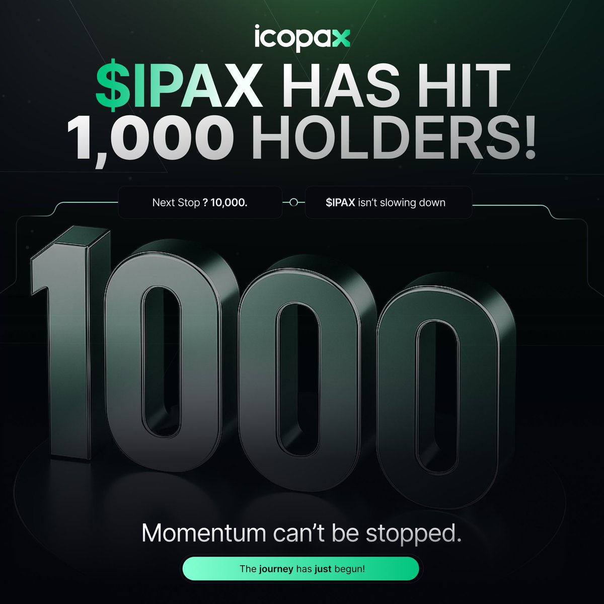 1,000 Holders Strong! 

The ICOPAX family just hit a huge milestone. 1,000 holders of $IPAX! 
This is only the beginning. Momentum is building, and the journey ahead is unstoppable. 💎

Thank you to our community for making this possible. The next chapter starts now!!
