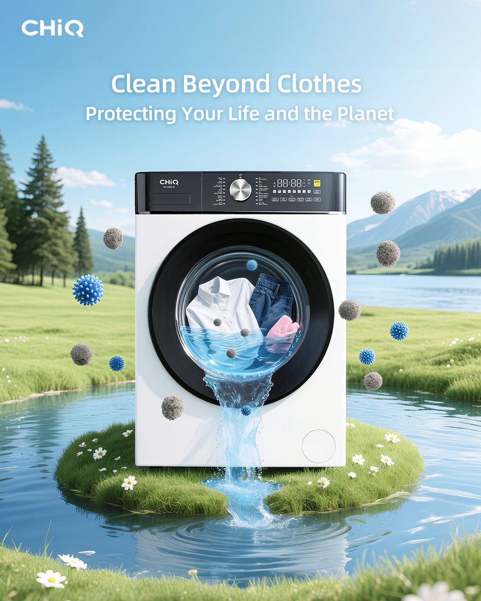 GlobalCHiQ's tweet image. Celebrate World Cleanup Day with CHiQ 🌿
From fabric care to planet care, every wash makes an impact. 
CHiQ Washing Machines help reduce pollution and protect what matters most, your home and the environment.

#CHiQ #SmartwithStyle #CleanUpWithCHiQ