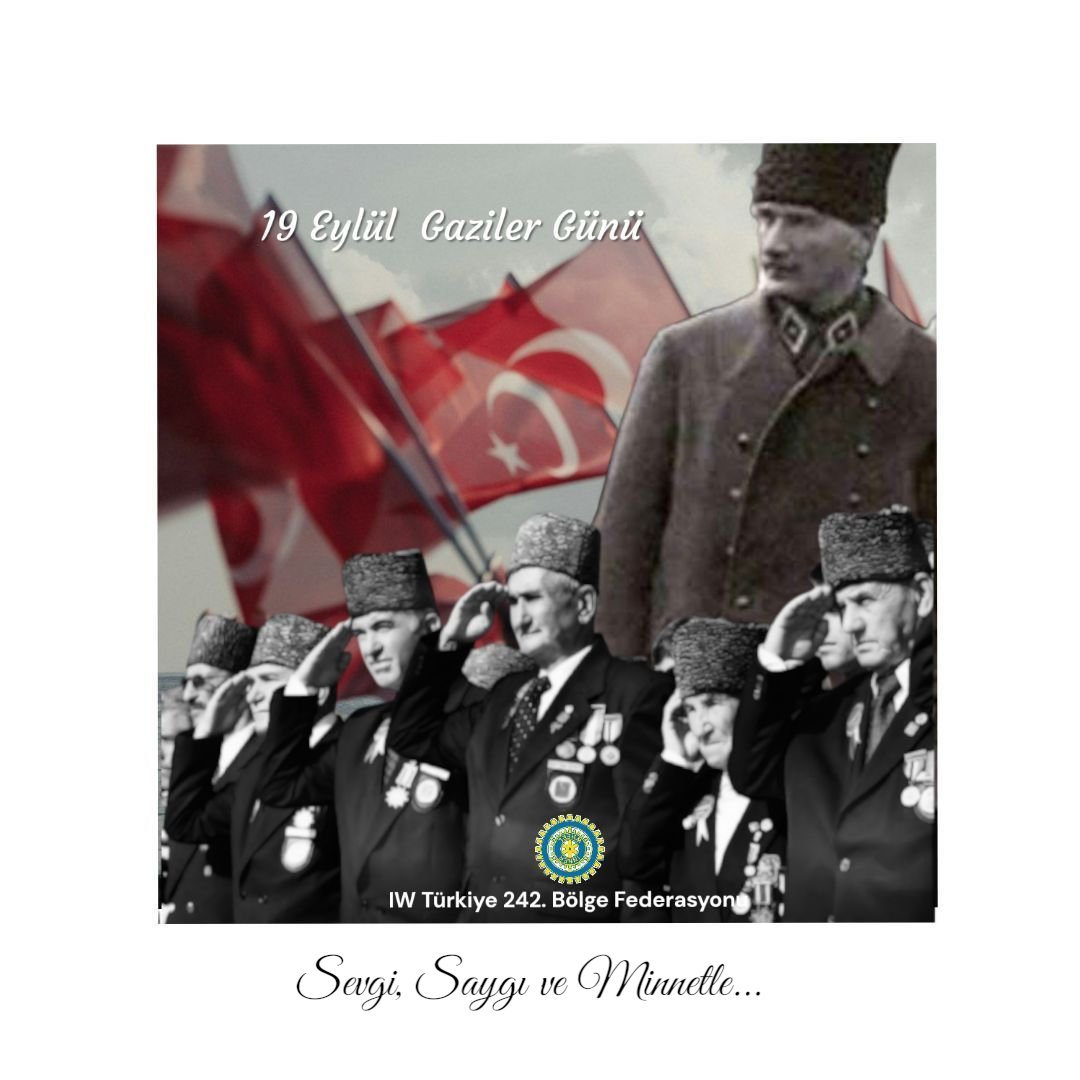 InnerWheelTR's tweet image. 19 Eylül Gaziler Günü 🇹🇷🇹🇷
Vatan sevgisiyle canı pahasına mücadele eden başta Gazi Mustafa Kemal Atatürk olmak üzere, tüm aziz gazilerimize saygı, sevgi ve sonsuz şükranlarımızla 🇹🇷

#InnerWheel #GazilerGünü #19Eylül  #innerwheeltürkiye #innerwheel242bölge