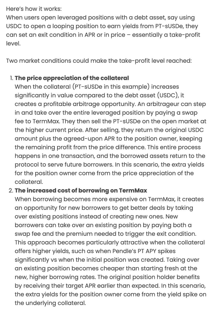 I also have an article with a section explaining how <a href="/TermMaxFi/">TermMax | Fixed Rate Borrowing & Lending</a>'s Smart Unwind works. See the excerpt below.

Or read the entire thing 👇
weitingchen.co/multi-role-to-…
