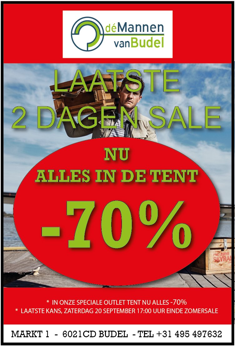 LAATSTE 2 DAGEN SUMMER SALE, NU ALLES 70% KORTING - mailchi.mp/demannenvanbud…