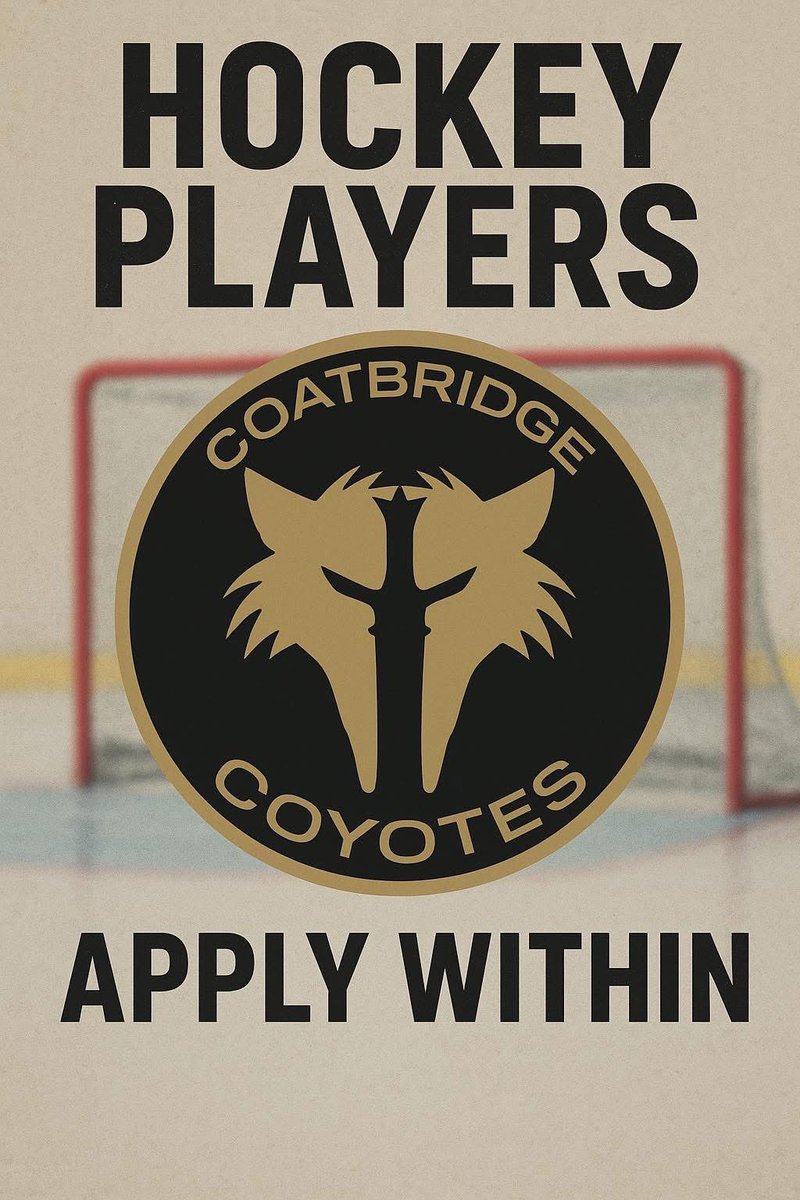🚨We are looking to add players to our roster for the upcoming 25/26 season 

🏒We currently play in the Plate so previous playing experience is essential 

⏰We train on a Sunday night at 19:00

📬Message us on facebook or email: info@coatbridgecoyotes.com