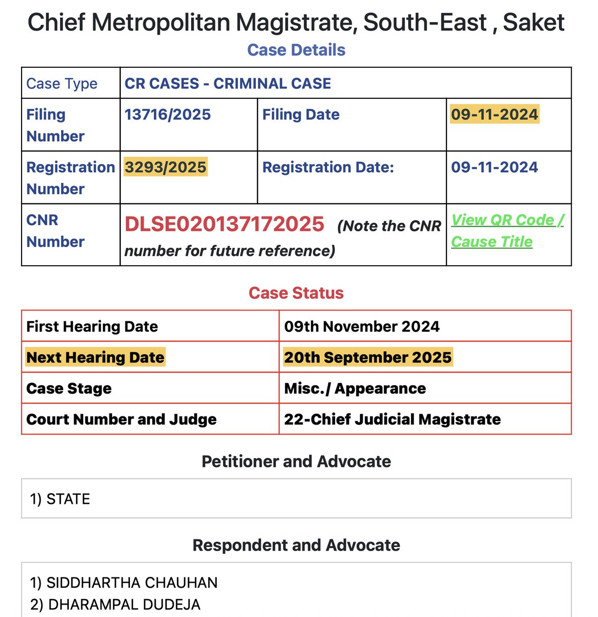 <a href="/rashtrapatibhvn/">President of India</a> Pls help 500 families to be represented by Additional Solicitor General (ASG) on 20 Sep 2025, in Criminal case #3293/2025 in CJM court, Saket Delhi :

* 2018: FIR registered
* 2021: Transaction Audit report found siphoning of Rs. 408 crores

#JusticeForSBPLbuyers