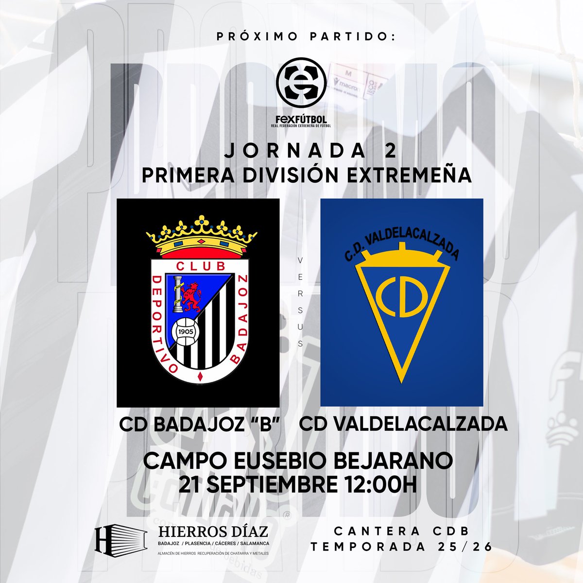 CDBLaAcademia's tweet photo. 𝗣𝗥𝗢́𝗫𝗜𝗠𝗢 𝗣𝗔𝗥𝗧𝗜𝗗𝗢 ☑️
𝗙𝗜𝗟𝗜𝗔𝗟 𝗖𝗗 𝗕𝗔𝗗𝗔𝗝𝗢𝗭 ⚽️

🆚 CD Valdelacalzada 
🏆 Jornada 2 Primera División Extremeña
📍Campo Eusebio Bejarano 
📅 Domingo, 21 de septiembre
⏰ 12:00

#FilialCDBadajoz https://t.co/X27XQfzmxw