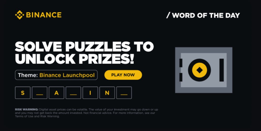 Новый #WOTD от #Binance (<a href="/binance/">Binance</a>) 😎

Сегодня снова обновили наш старый добрый WOTD🤗

Тема этой недели - Binance Launchpool
Призовой пул - 400.000 баллов

Что делать 👉 t.me/natali_nft/8676
🔻
#Giveaway #Airdrop #NFTCommunity #NFTFree #NFTCollection #NFTs