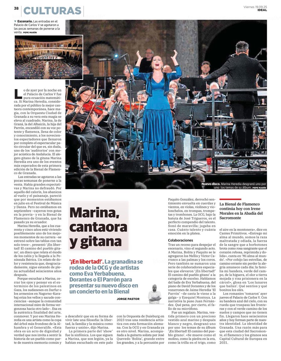orquestagranada's tweet photo. «Marina, cantaora y gitana». Crónica del concierto de Marina Heredia junto a la Orquesta Ciudad de Granada en la Bienal de Flamenco Granada. Jorge Pasor, diario Ideal. https://t.co/d7tyMvoTHz