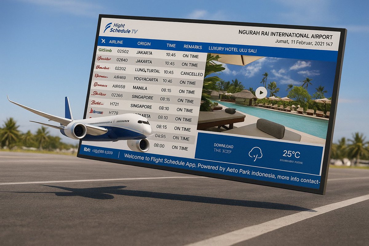 Chrisbana06_'s tweet image. ✈️ Dengan Flight Schedule TV, cukup gunakan 🎙️ voice command untuk cek jadwal penerbangan, reminder boarding, hingga perubahan gate. Semua tampil real-time, hands-free &amp;amp; praktis! 🚀
📱 +62 811 386 2200 🌐 studiokami.co.id
#FlightScheduleTV #VoiceCommand #TravelTech