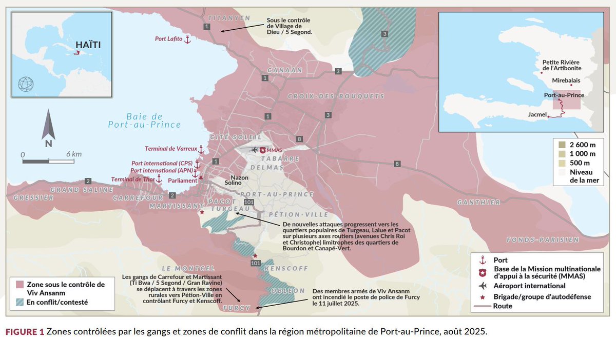 🇭🇹 La crise en Haïti s’aggrave. 

Les gangs contrôlent 90 % de Port-au-Prince, 1,3 M de personnes déplacées et l’autorité de l’État s’érode. 

Lisez ce nouveau brief sur la gouvernance criminelle, les brigades et la paralysie politique : buff.ly/hq1gmeO