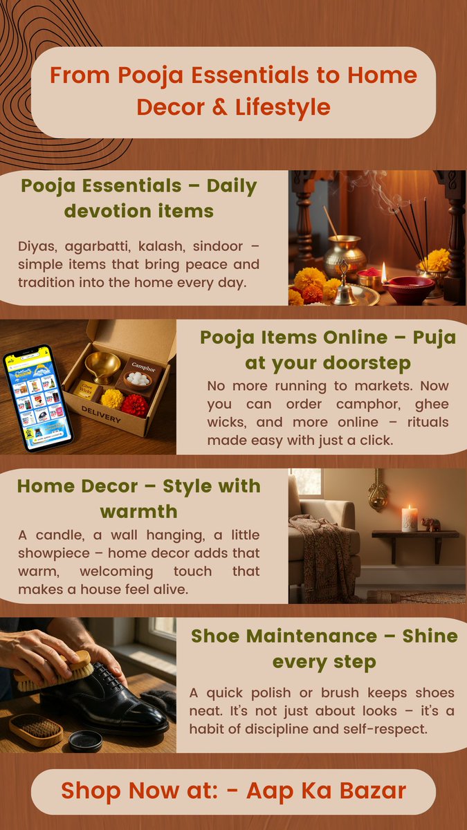 Sambhav23725's tweet image. Home Decor &amp;amp; Pooja Items for Indian Homes

Affordable home decor and pooja items in Delhi at: - aapkabazar.co

#homedecor #poojaitemsonline #poojaessentials #shoemaintenance #AapKaBazar #DwarkaDelhi