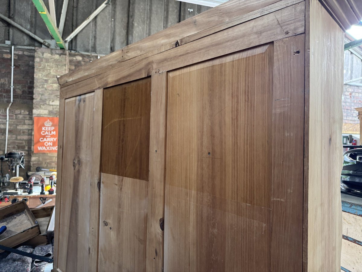 We keep lots of sample finish boards in the warehouse, these show how old pine can look with clear, medium and dark finishes. Each piece is subtly different though so if you want to see the finishes on your actual piece we can tape up sections on the back to help you choose!