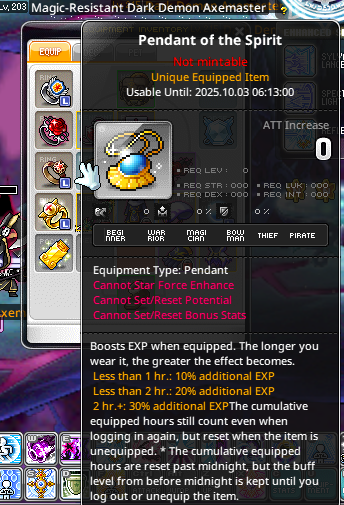 razzweb3's tweet photo. @Bushi_gg @MaplestoryU I hope they could put a slot for this Pendant in Dec, just like the EXP Ring😭 https://t.co/jUnp0WzPuq