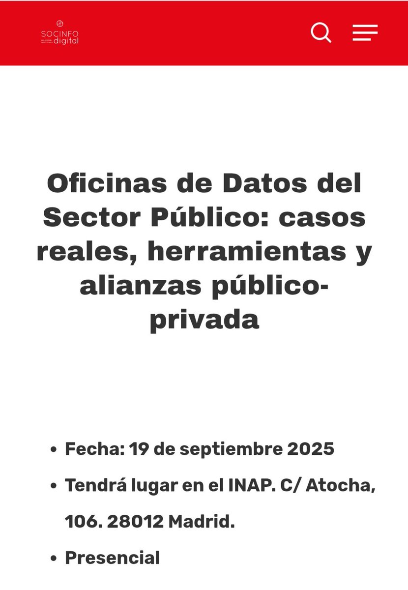 Asistimos a las jornadas de <a href="/socinfosl/">Socinfo SL</a> "Oficinas de Datos del Sector Público: casos reales, herramientas y alianzas público-privadas".
Nuestro archivo siempre comprometido con la innovación y cooperación en la gestión de datos. 
#archivos #innovación #datos