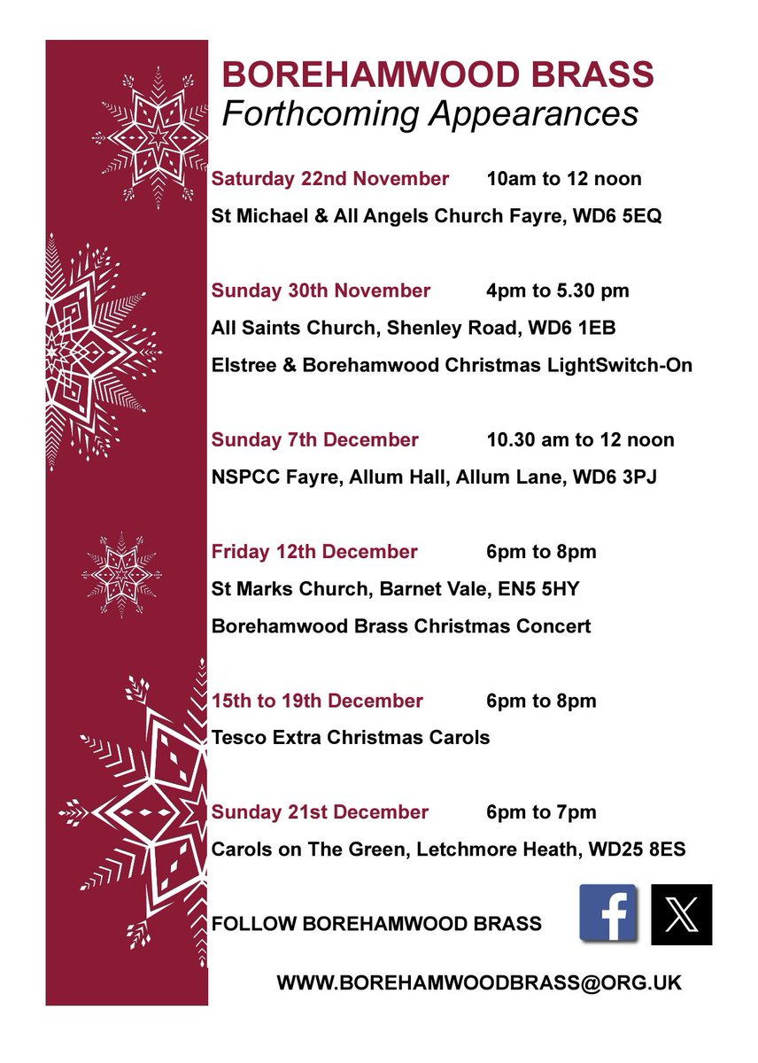 Dates for your diaries …. More events being added!
#Christmas2025 #brassband