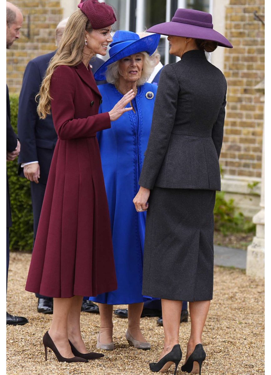 Camilla went full Norah Batty yesterday. Look at her ankles! Her tights are falling down! Lol