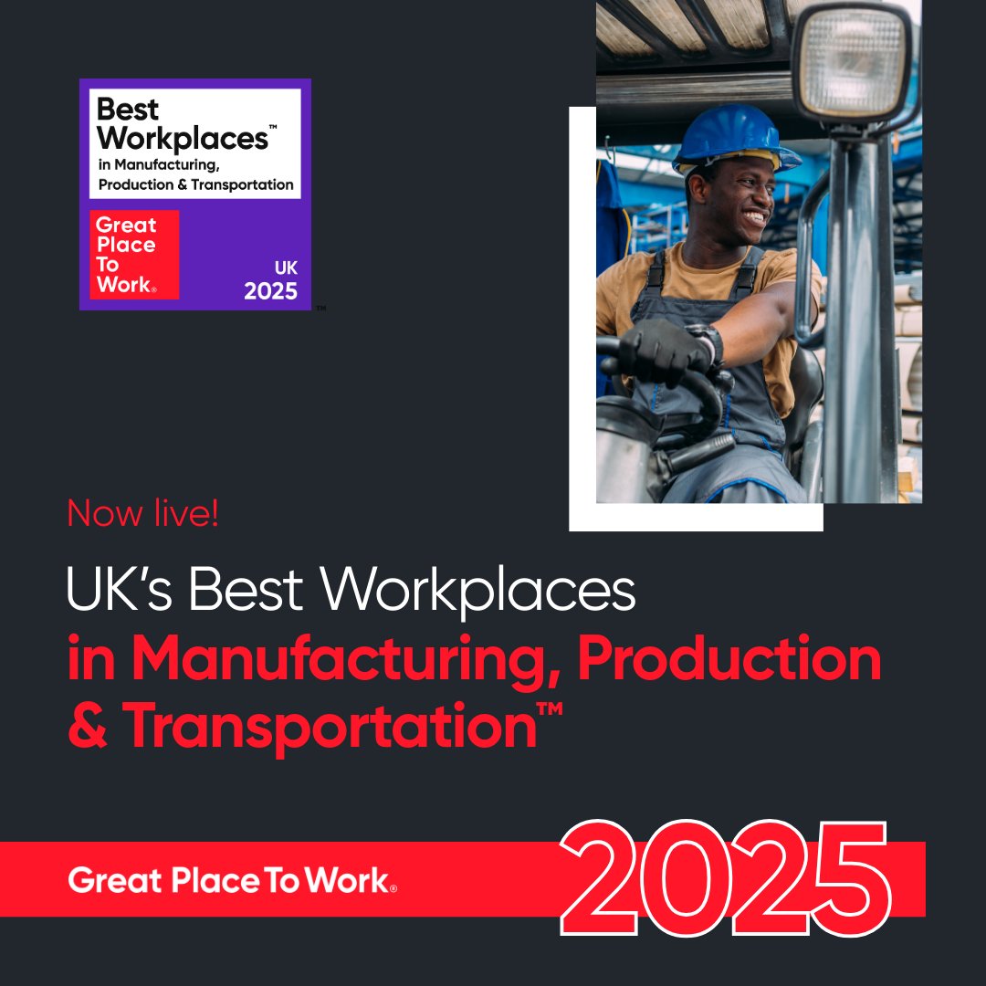 GPTW_UK's tweet image. The UK's Best Workplaces in Manufacturing, Production &amp;amp; Transportation™ 2025 are here! 🤩 See the full list online now: hubs.ly/Q03CMGnW0

#ukbestworkplaces