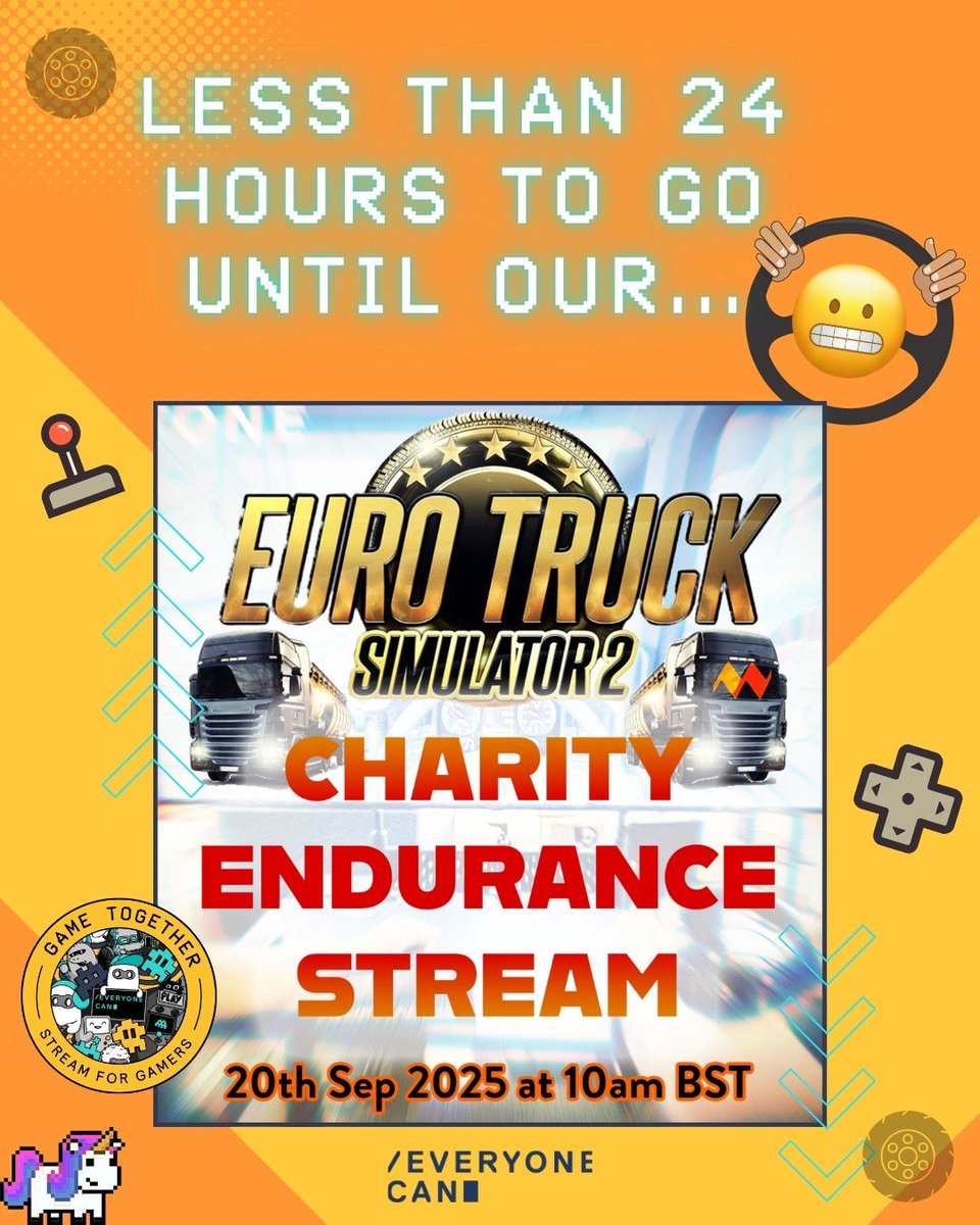 In less than 24 hours, Everyone Can will be taking Euro Truck Simulator 2 to the extreme in our Live Endurance Charity Stream, where every donation helps fund accessible gaming stations for disabled gamers! The more you give, the longer we stay on the road making the challenge