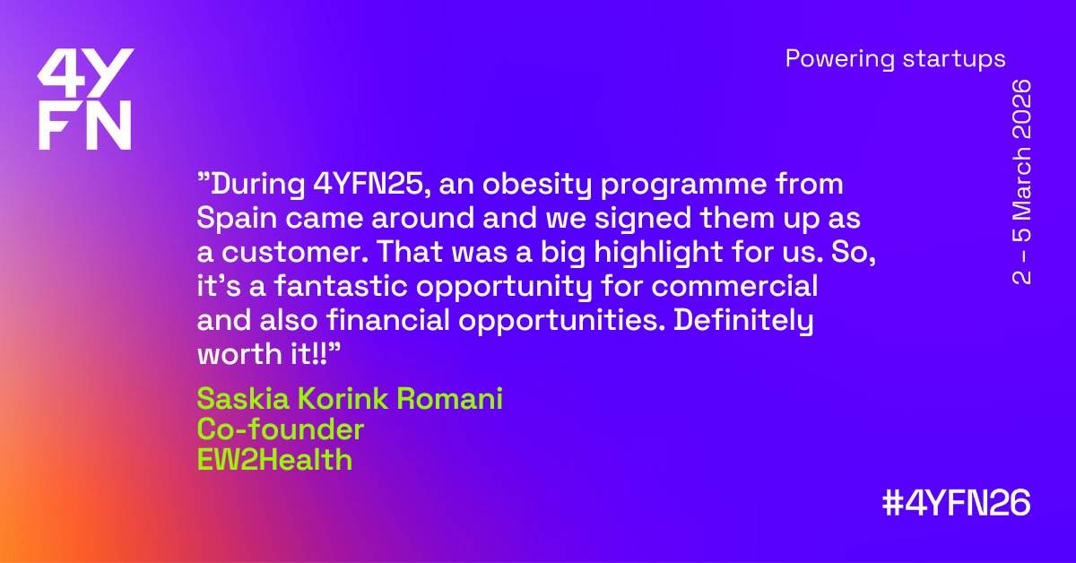 4YFN_MWC's tweet image. Experience the next wave of #AI-powered #healthcare & patient empowerment at #4YFN26 🤝
Our Health Tech track explore #technology transforming patient care, from AI-powered diagnostics to #digital therapeutics.
Explore 👉 gsma.at/LL 
Sponsored by @AstraZeneca 🌟