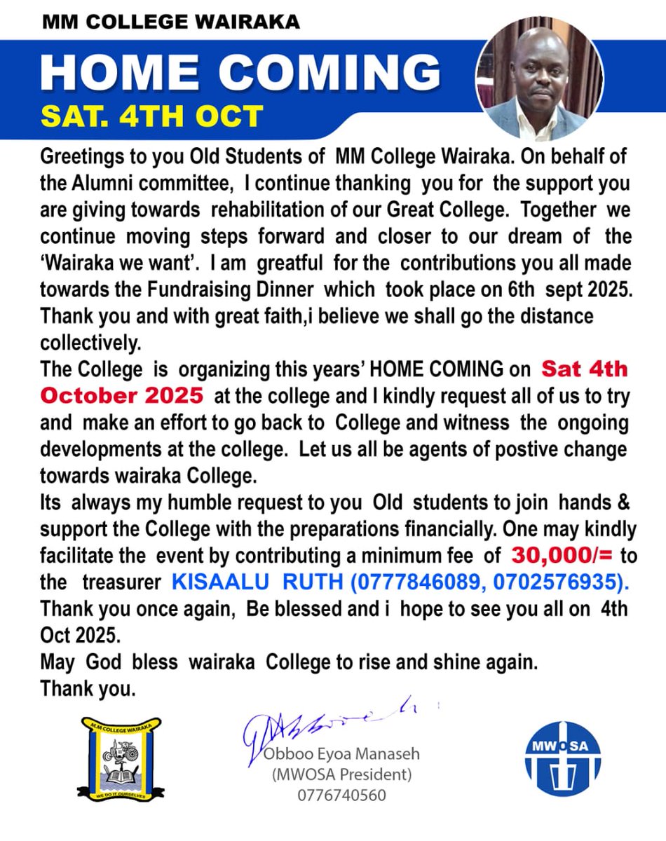 MMWOSAOfficial's tweet image. A word from the President #wacos #mmcollegewairaka #wairakacollege #wedoitourselves