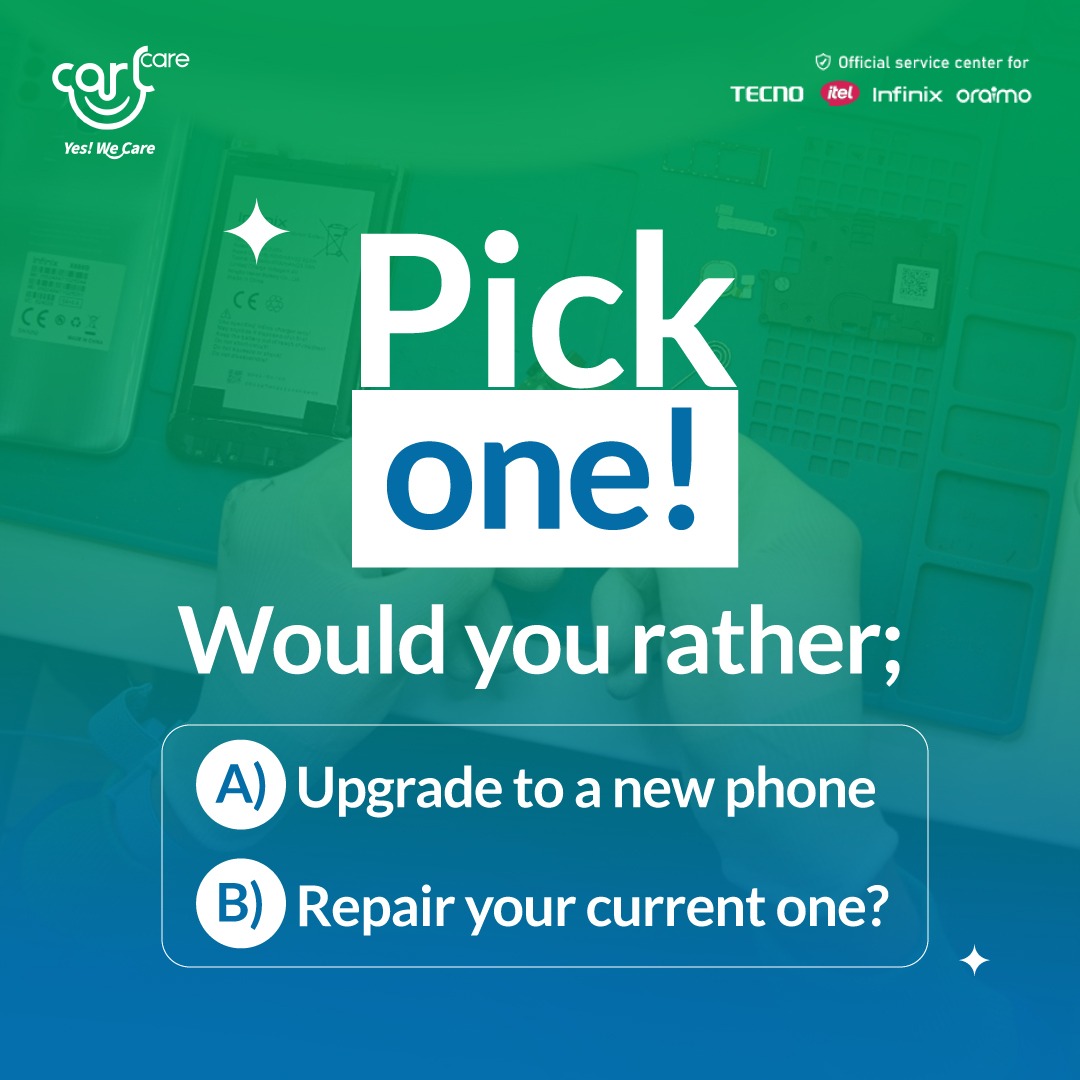 🤔 Pick One!
Would you rather…

📱 A) Upgrade to a new phone
🔧 B) Repair your current one

share with us👇
#comment #Carlcare #PhoneRepair #UpgradeOrRepair #YesWeCare