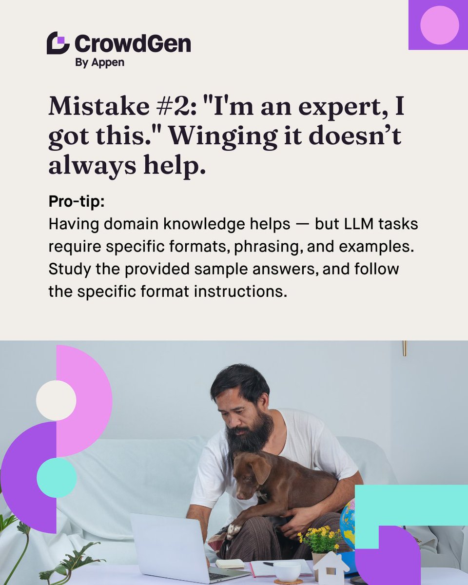 crowdgenbyappen's tweet image. Onboarding can feel long — but the payoff is worth it. It sets you up to succeed. ✨
Follow these three simple habits and you’ll be better prepared for projects. You’ve got this. 🙌

#AITraining #LLMTrainers #OnboardingTips #CrowdGen