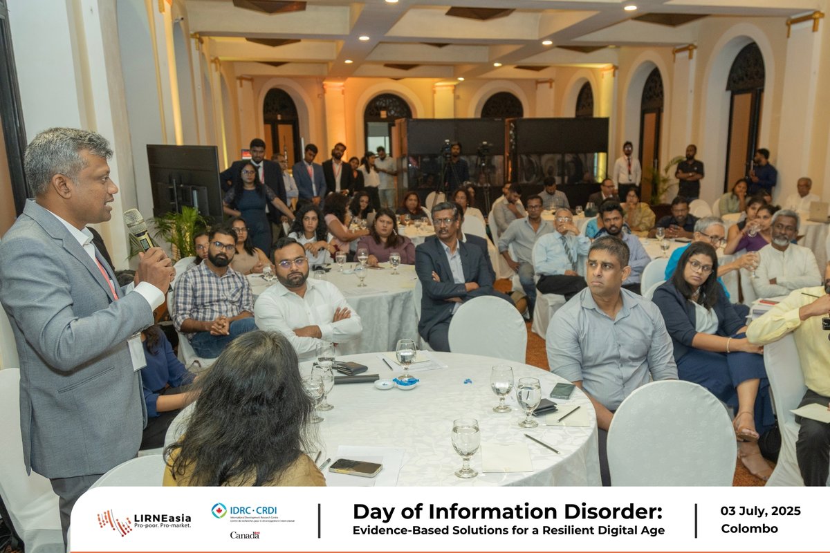 LIRNEasia's tweet image. LIRNEasia hosted the Day of #InformationDisorder: Evidence-Based Solutions for a #Resilient #DigitalAge on July 3, 2025, in Colombo to disseminate findings from two major studies, a nationally representative survey and an experimental study on information disorder. Opening