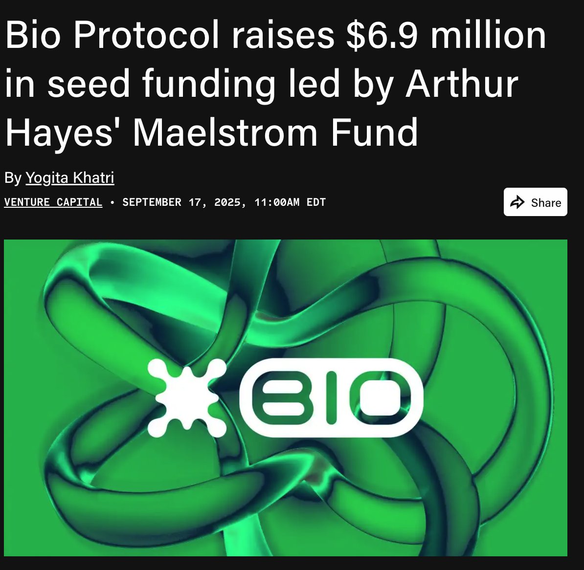 jaydev131130's tweet photo. @BioProtocol 
They raised the fund 6.9M
Congrat to the team and make it real wave ! https://t.co/zjQ3Omqex0