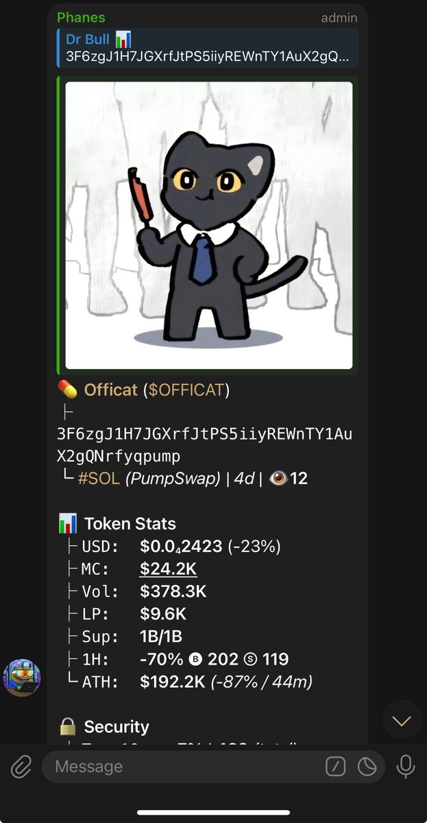 $OFFICAT Did a great job on my calls 🚀🎯 over 209x  gain 
Chad still printing higher 💸💸💸💸💸

CA>> 3F6zgJ1H7JGXrfJtPS5iiyREWnTY1AuX2gQNrfyqpump