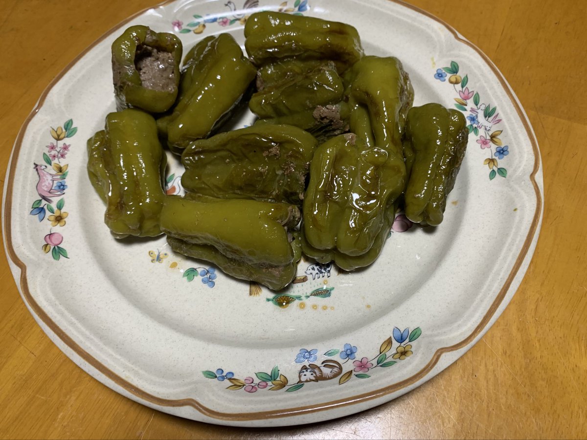 ピーマンレンコンの肉詰め