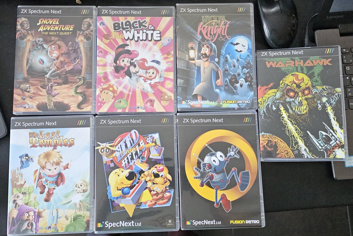 ociopalabras's tweet image. Mis pequeños ya están en casa esperando a que llegue diciembre con el #SpectrumNext KS3 bajo el brazo.
Creo que es la primera vez que compro tantos juegos antes de tener dónde jugarlos.
Gracias a @Retro_Fusion y @PatMorita por tan buen servicio. Y rápido.