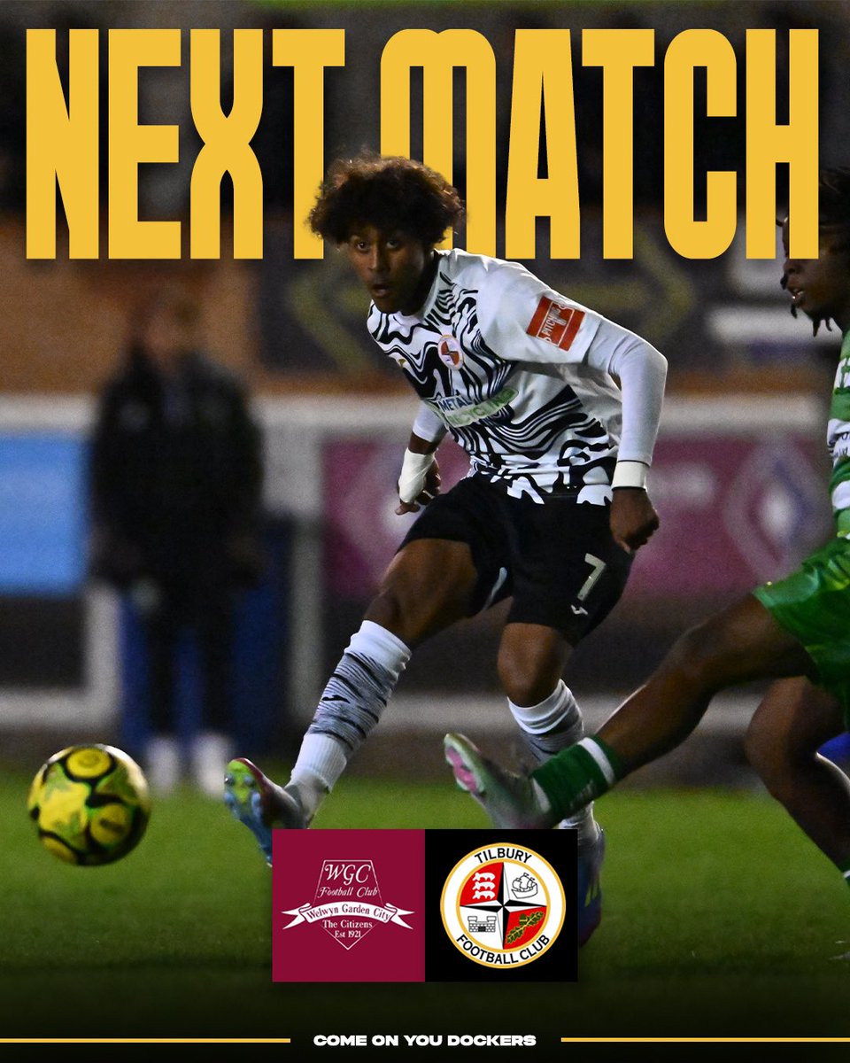 🔜 Next Match

⚽️ First team are back in FA Trophy action!

🆚 <a href="/WGCFC/">Welwyn Garden City FC</a> 
🏆 FA Trophy 2nd Round Qualifying
🏟️ Herns Way
📍 AL7 1TA
🗓️ Saturday 20th September
⏰ 3pm

#COYD | #DockersAsOne