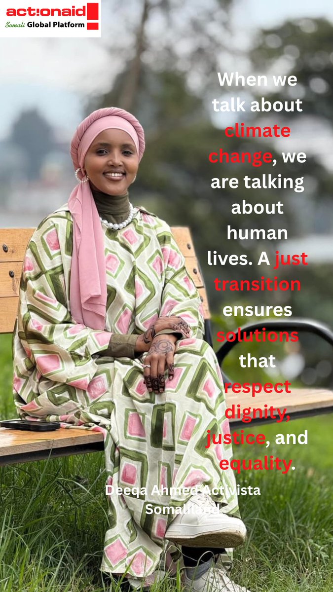 GP_Somaliland's tweet photo. When we talk about climate change, we are talking about human lives. A just transition ensures solutions that respect dignity, justice and equality
Deeqa Ahmed, Activista Somaliland
#DrawTheLine
#GlobalWeekOfClimateAction
#JustTransition https://t.co/Nz5F6XuWCq