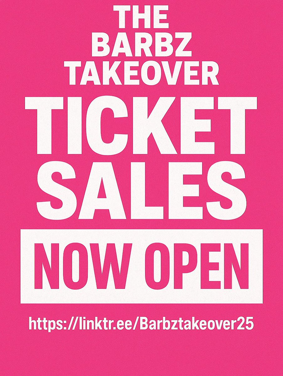 15 Years of Pink Friday 💖 1 Legendary Night 🦄 Early Bird tickets for #BarbzTakeover2025 🎟✨

👉 linktr.ee/Barbztakeover25

#NickiMinaj #BarbzTakeover
