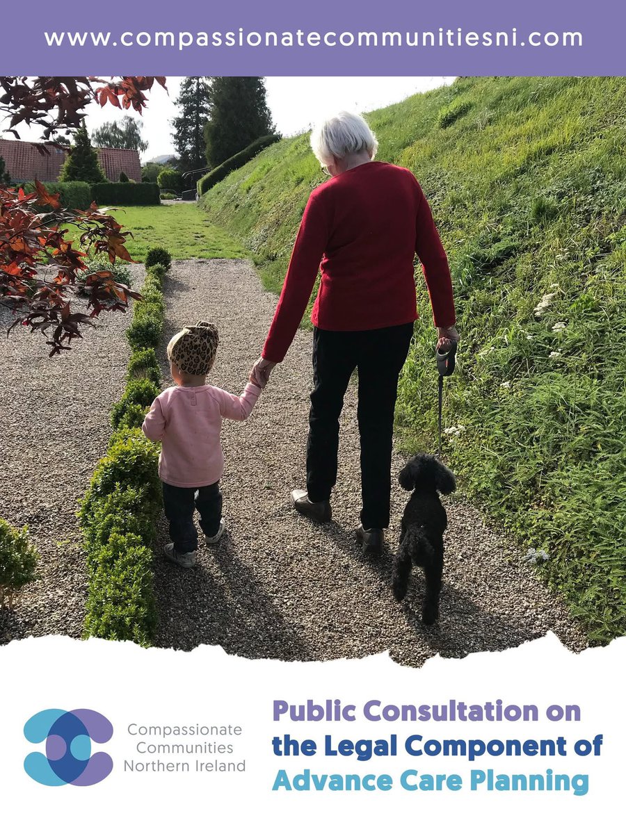 𝐏𝐔𝐁𝐋𝐈𝐂 𝐂𝐎𝐍𝐒𝐔𝐋𝐓𝐀𝐓𝐈𝐎𝐍 (Please Share)

We are seeking to engage the public on questions you have on the Legal Component of Advance Care Planning in Northern Ireland.
 
Blog Post: compassionatecommunitiesni.com/post/public-co…

Public Consultation:
compassionatecommunitiesni.com/plan-ahead-adv…