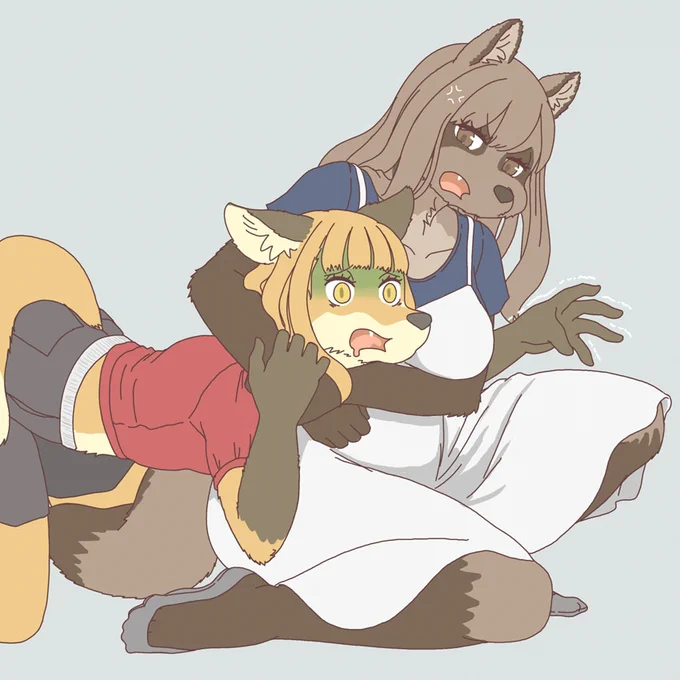 キツネを絞めるタヌキ